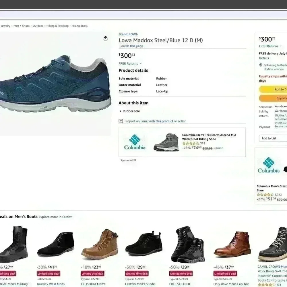 Lowa Maddox Steel/Blue womens athletically training trail shoe 12 D SAVE $151.00 - Picture 2 of 10